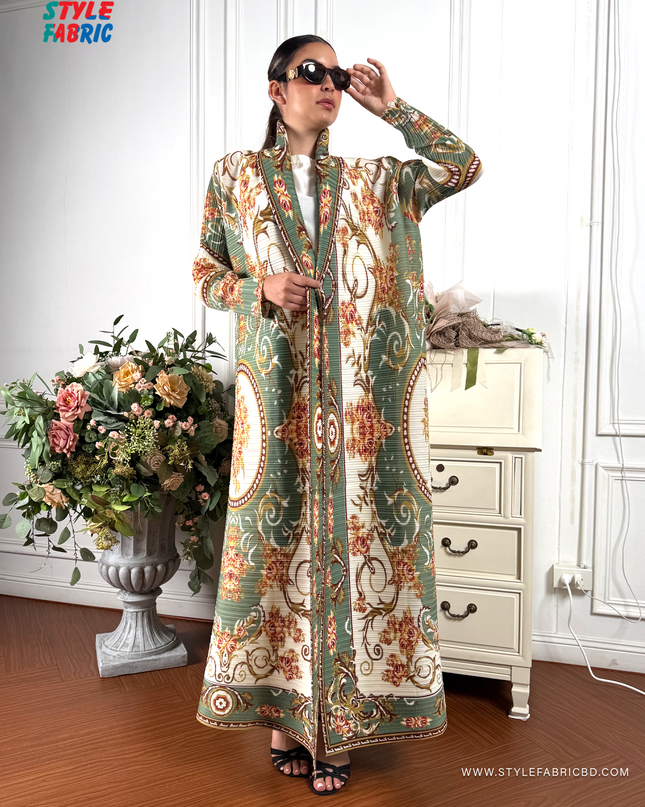 Designer Pleated Long Shrug/Abaya
