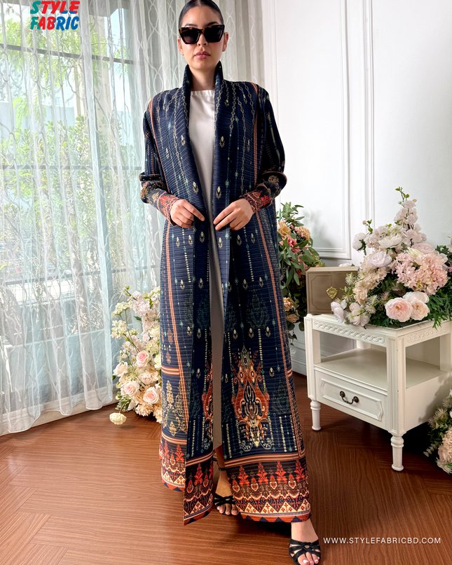 Designer Pleated Long Shrug/Abaya