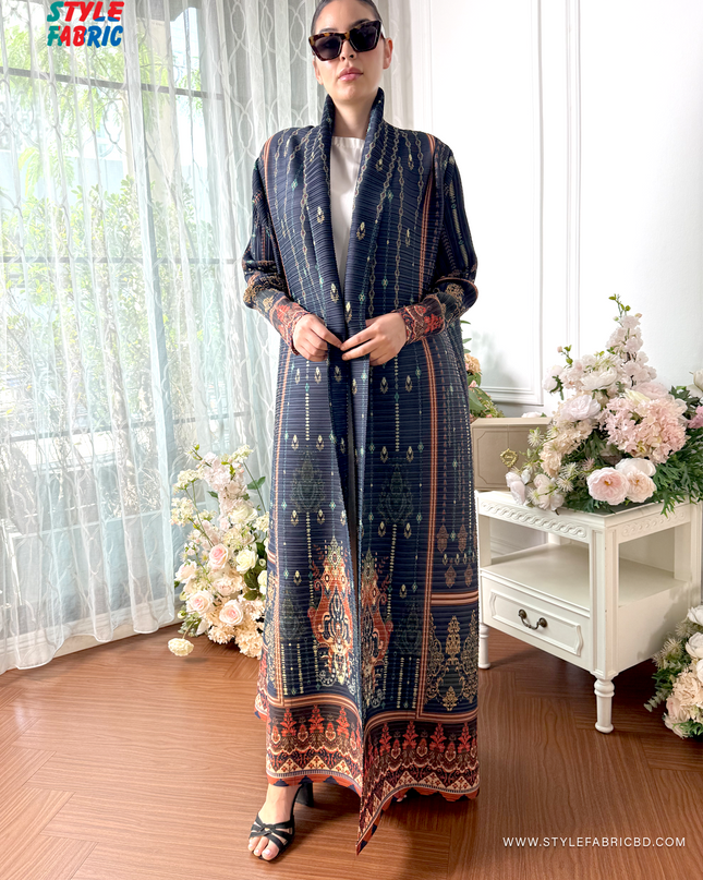 Designer Pleated Long Shrug/Abaya