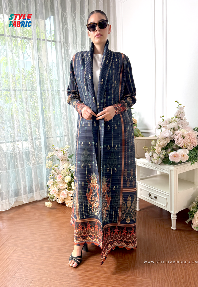Designer Pleated Long Shrug/Abaya