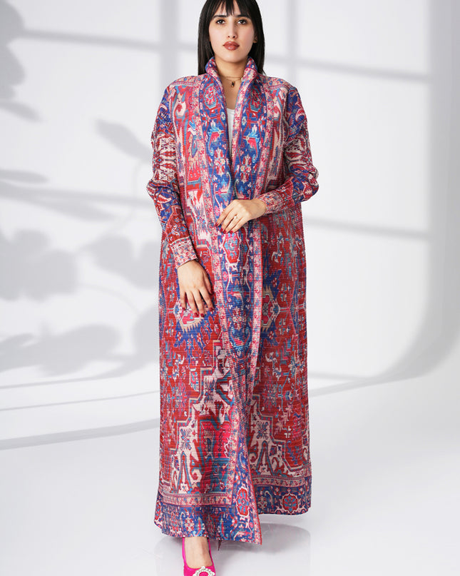 Designer Pleated Printed Long Shrug